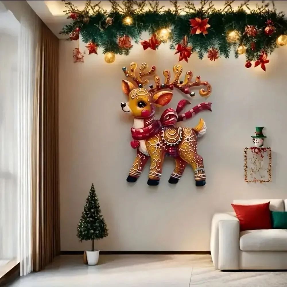 Handmade Metal Christmas Gingerbread Reindeer Indoor or Outdoor Wall/Door Decor - Picture 7 of 7